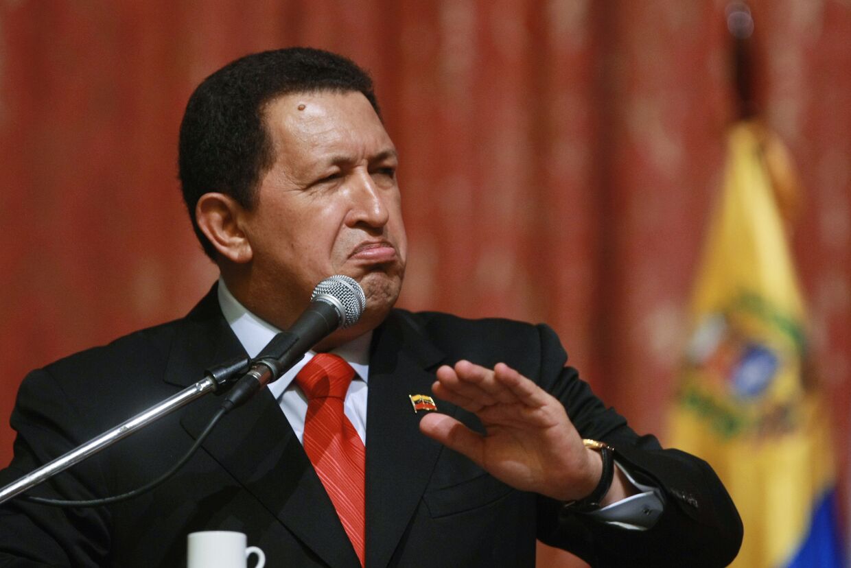 Президент Венесуэлы Уго Чавес во время выступления перед студентами