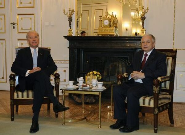Вице-президент США Джозеф Байден и президент Польши Лех Качинский