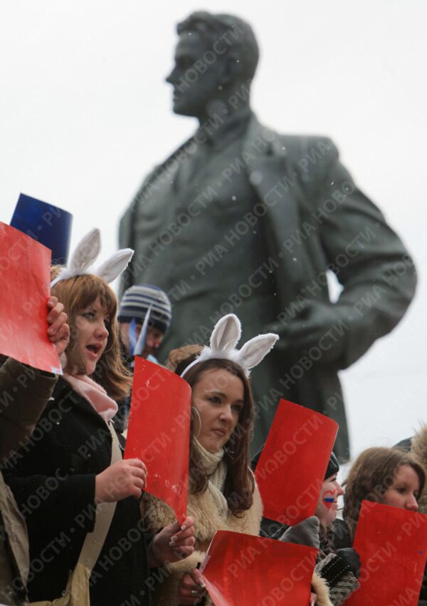 Акция Россия Побед на Триумфальной площади в Москве