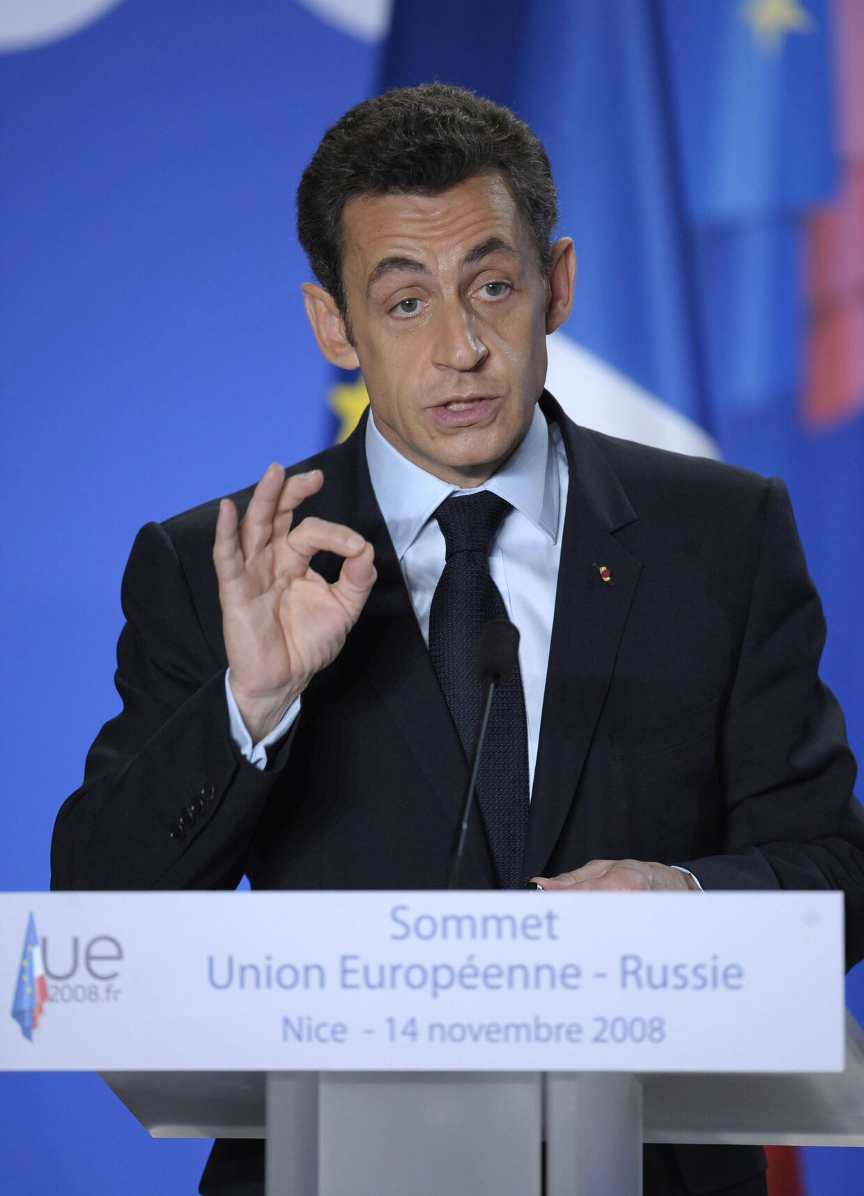 Президент Франции Н.Саркози на саммите Россия-ЕС в Ницце