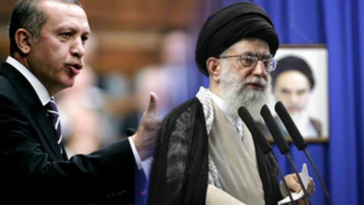 Верховный лидер Ирана Аятолла Али Хаменеи и Премьер-министр Турции Реджеп Тайип Эрдоган