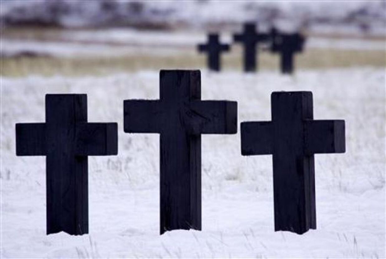 Кладбище для заключенных-иностранцев в поселении Спасское, в северном Казахстане