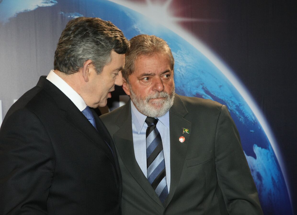 Премьер-министр Великобритании Гордон Браун и президент Бразилии Луис Инасиу Лула да Силва