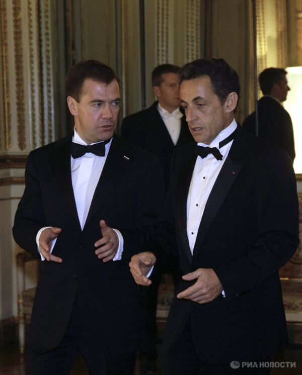 Д.Медведев и Н.Саркози на торжественном обеде в Елисейском дворце