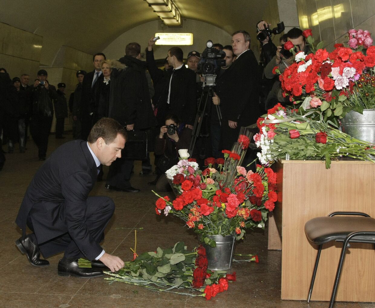 Президент России Д.Медведев посетил станцию метро Лубянка