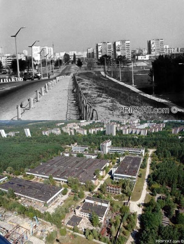 В городе Припять после аварии на Чернобыльской АЭС 