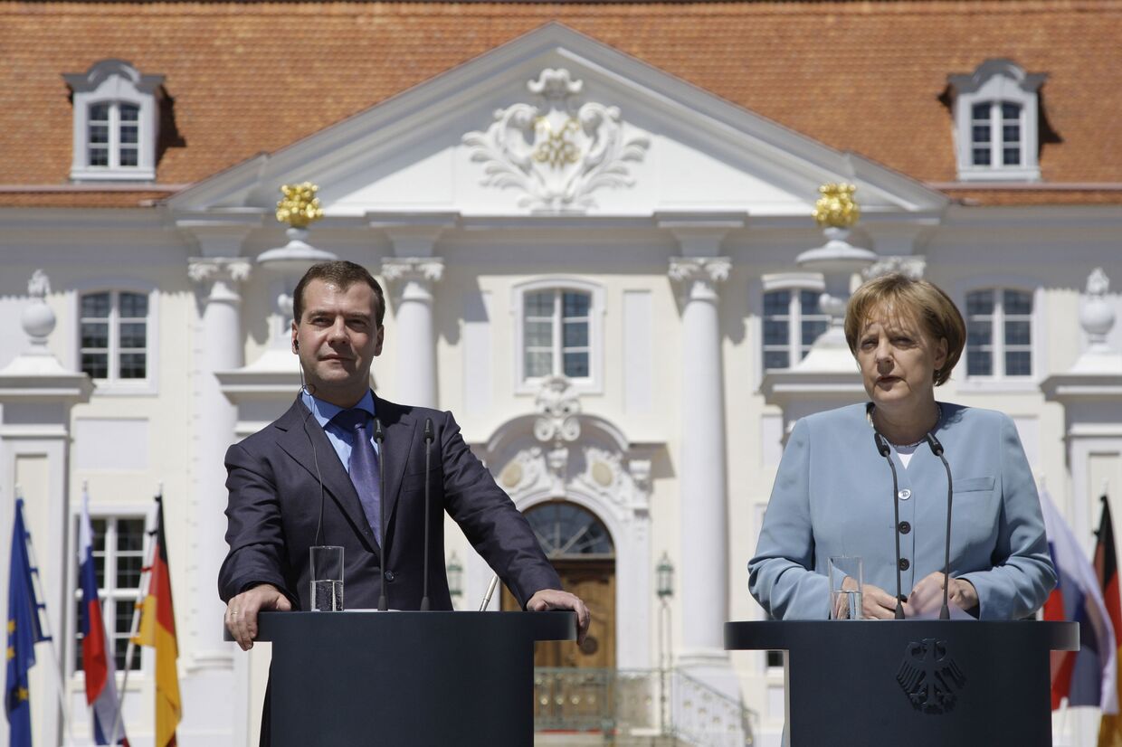 Дмитрий Медведев и Ангела Меркель на итоговой пресс-конференции