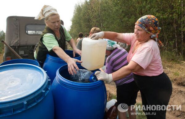 Тушение лесного пожара в Московской области