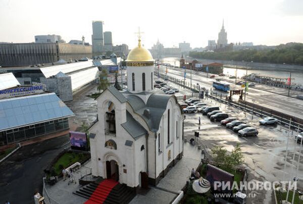 Освящение храма Серафима Саровского на территории Экспоцентра