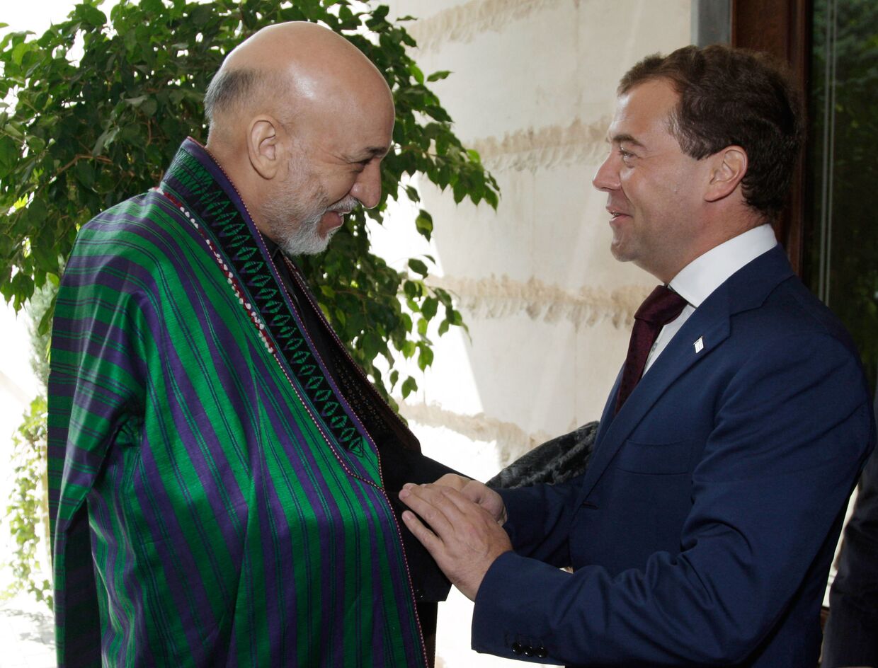 Президент РФ Дмитрий Медведев встретился с президентом Афганистана Хамидом Карзаем