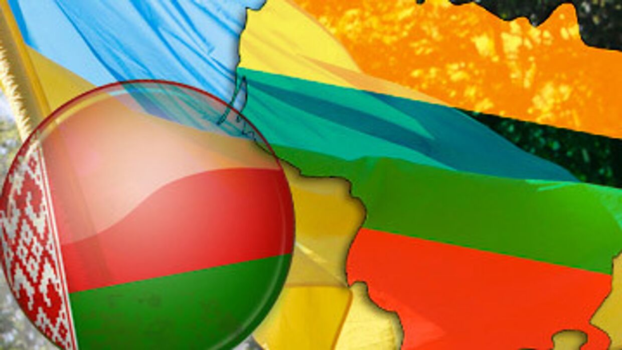 Флаги Литвы, Украины и Белоруссии 
