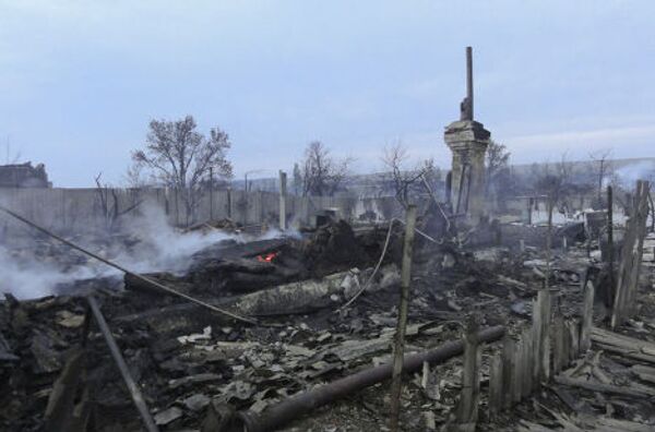 Последствия пожара в станице Лапшинской в Волгорадской области