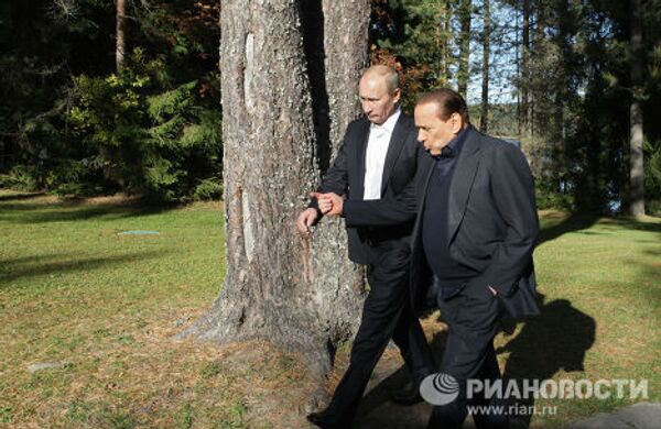 Встреча премьер-министров России и Италии РФ Владимира Путина и Сильвио Берлускони