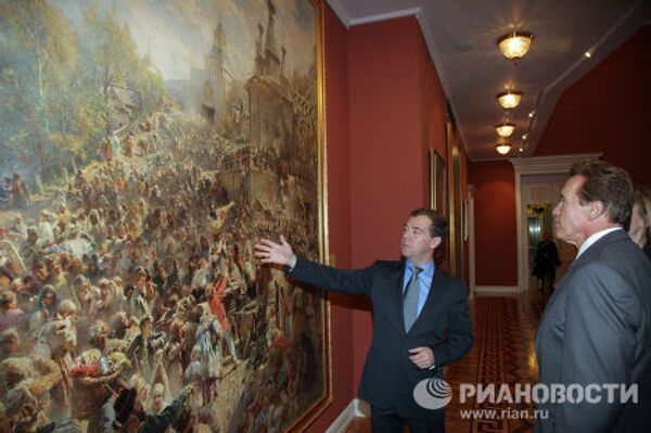 Президент РФ Д.Медведев и губернатор Калифорнии А.Шварценеггер