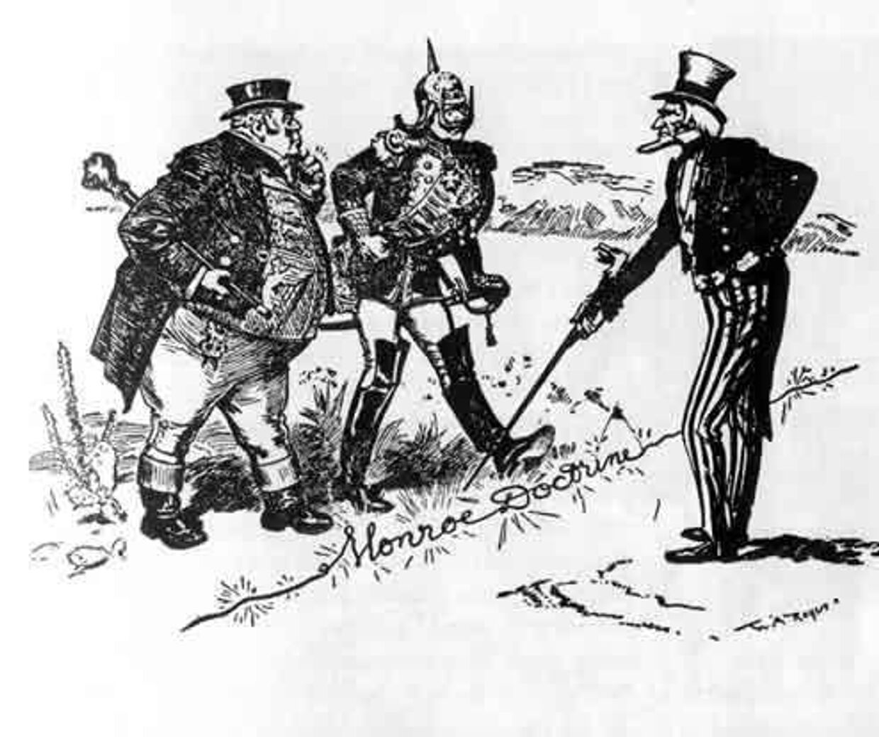 Американская карикатура 19-го века Доктрина Монро