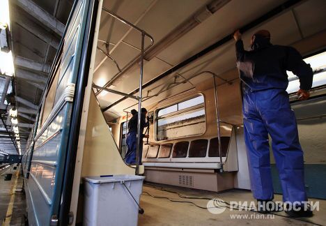 Дезинфекция вагонов метро в депо Калужское