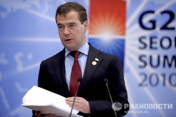 Президент РФ Д.Медведев на саммите G20 в Сеуле
