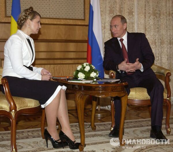 В.Путин, Ю.Тимошенко во время встречи