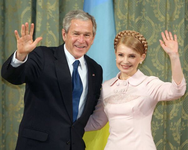 Апрель 2008 года. Джордж Буш и Юлия Тимошенко в Киеве