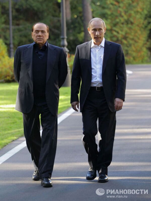 Встреча премьер-министров России и Италии РФ Владимира Путина и Сильвио Берлускони