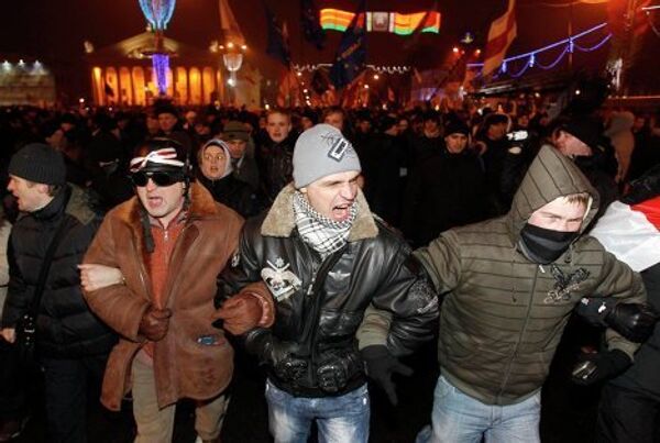 Акция оппозиции в Минске в день выборов президента Белоруссии