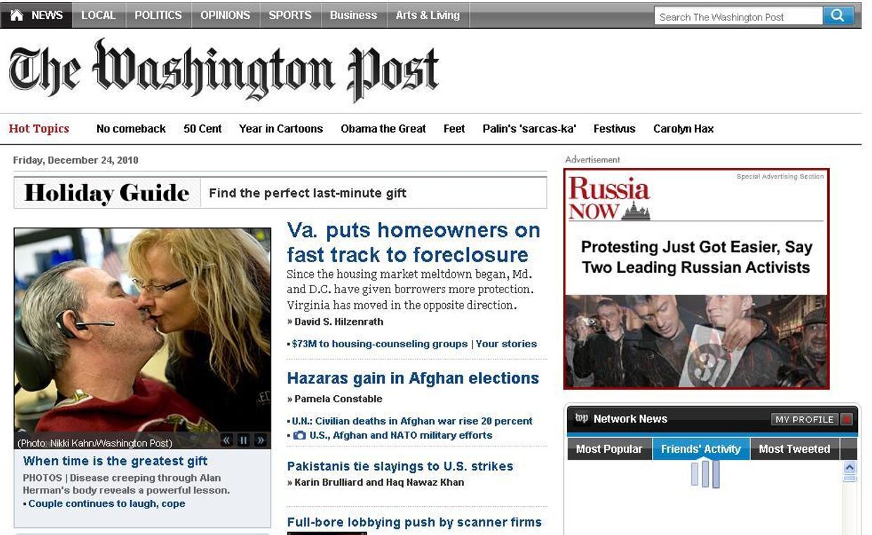 Главная страница сайта Washington Post
