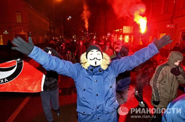 Несанкционированное шествие активистов движения Антифа в центре Москвы