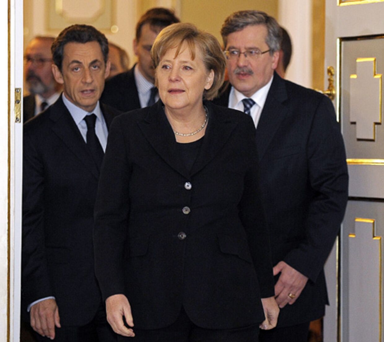 встреча Николя Саркози  в Варшаве с канцлером Германии Ангелой Меркель и президентом Польши Брониславом Коморовским