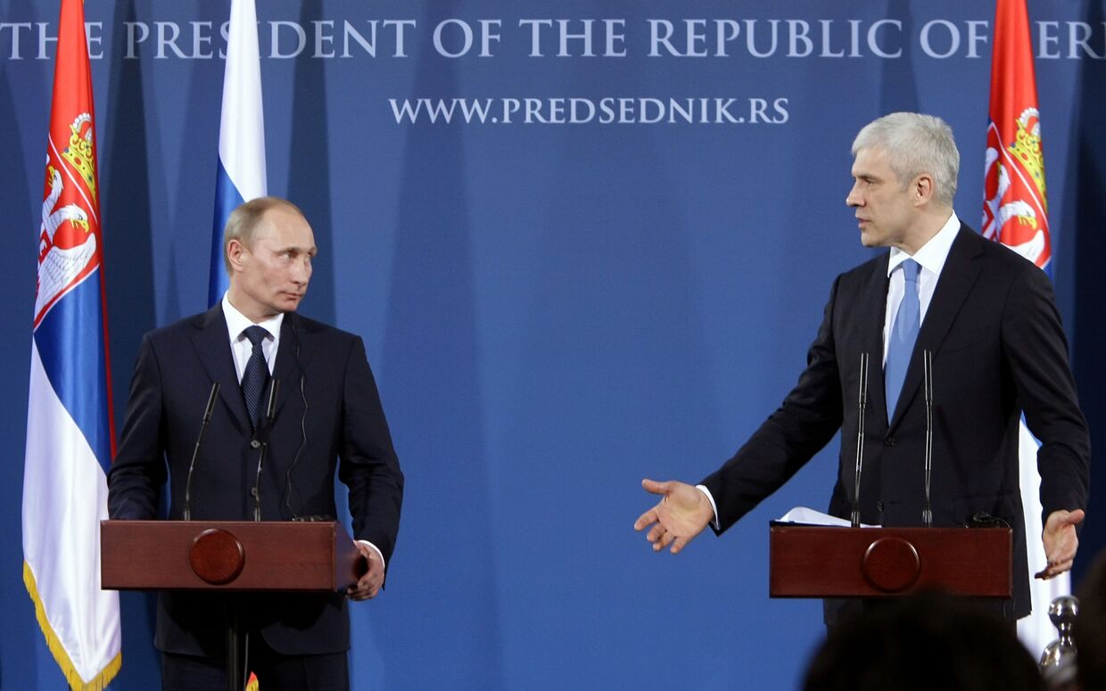Совместная пресс-конференция В.Путина и президента Сербии Б.Тадича