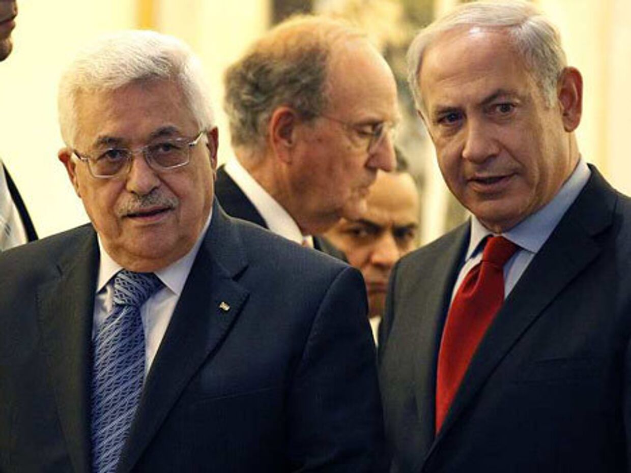  встреча  изральского премьер-министра Биньямина Нетаньяху, палестинского лидера Абу Мазена
