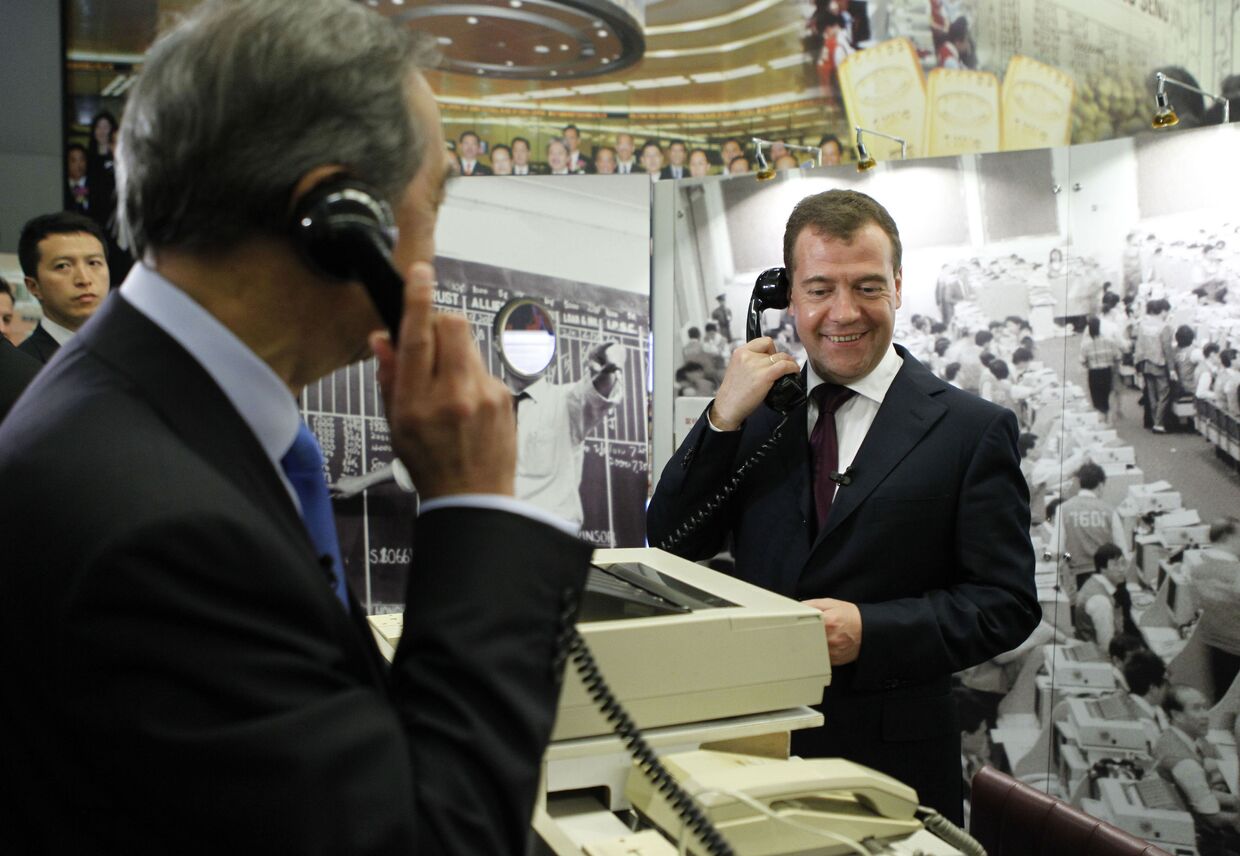 Посещение президентом РФ Дмитрием Медведевым здания биржи