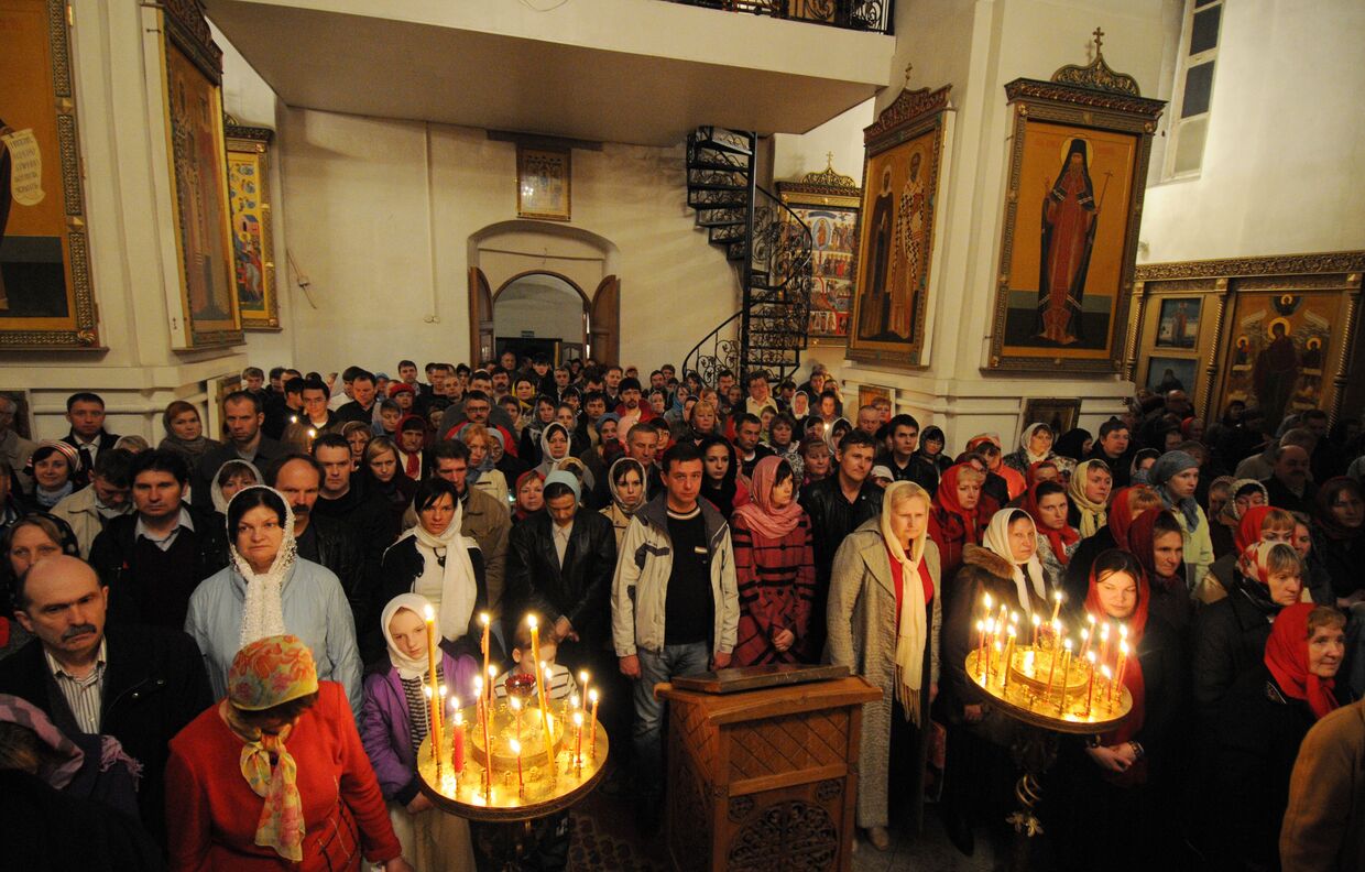 Празднование пасхи в Варлаамо-Хутынском Спасо-Преображенском монастыре