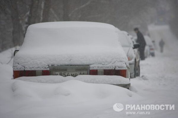 Занесенные снегом автомобили