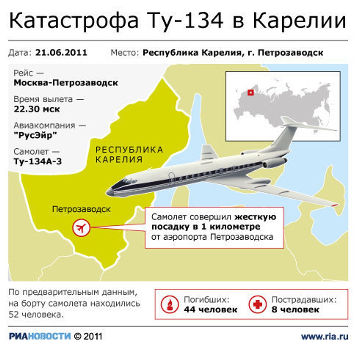 Крушение самолета Ту-134 в Карелии