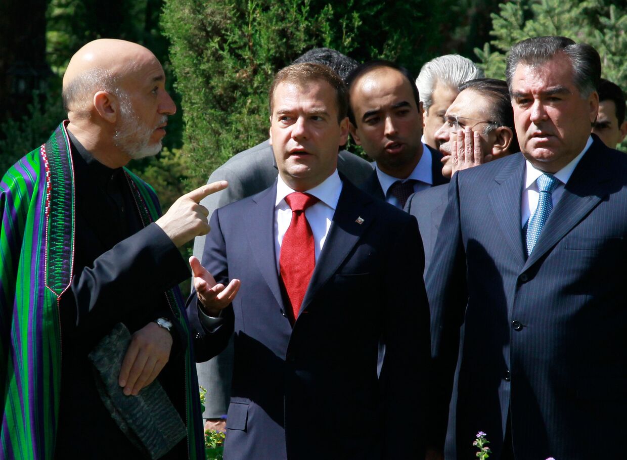 Четырехсторонняя встреча президентов России,Таджикистана, Пакистана, Афганистана в Душанбе