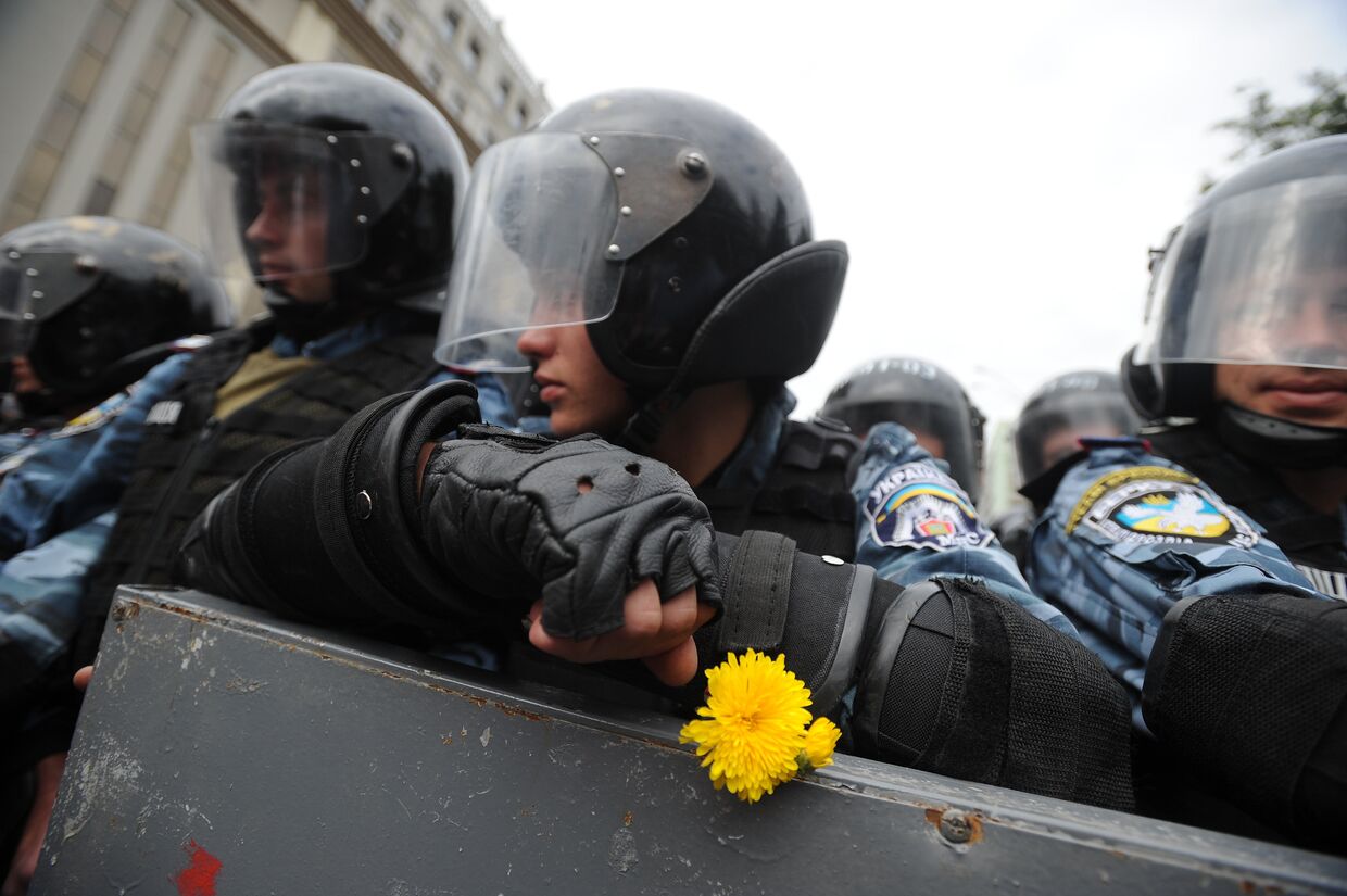 Митинг протеста оппозиции в Киеве в День Независимости Украины