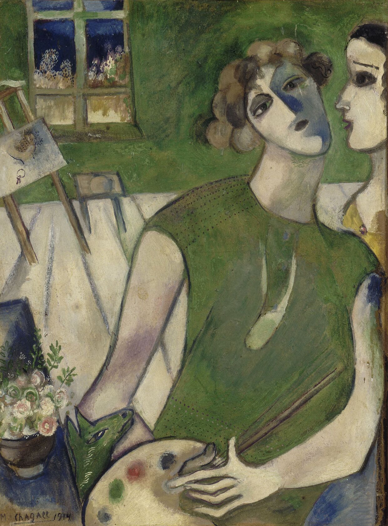 Шагал, Марк Захарович. Автопортрет в зеленом. 1914