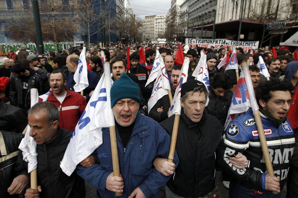 Акция протеста в Афинах