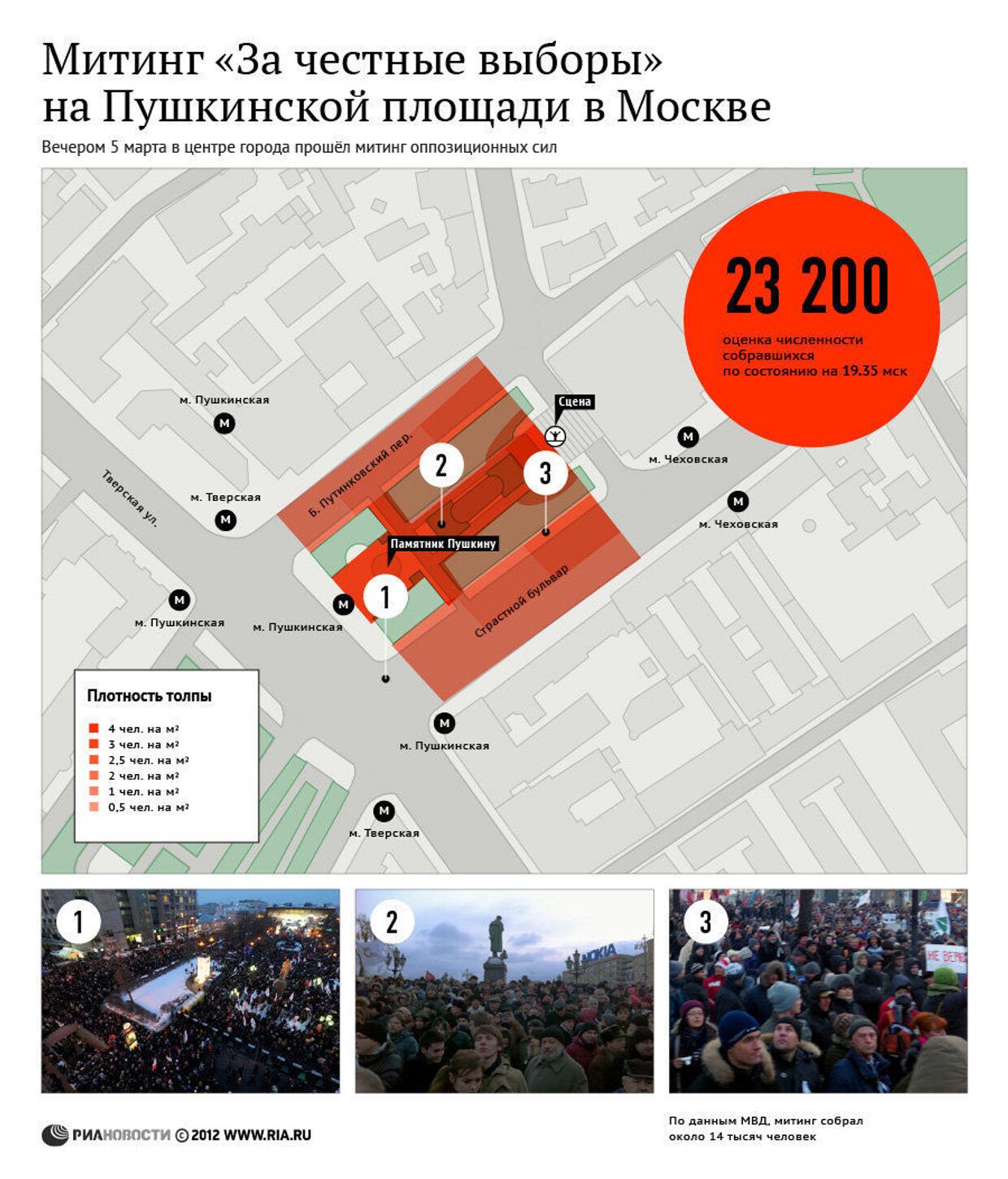 Подсчет участников массовой акции 5 марта на Пушкинской площади