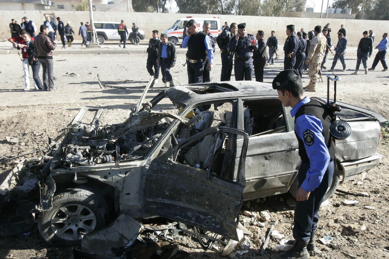 Последствия теракта в иракском городе Киркук