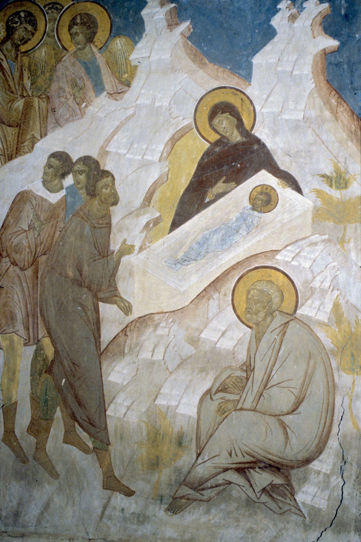 Фреска иконописца Дионисия Поклонение пастухов родившемуся Богомладенцу