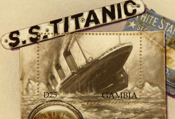 Памятная марка, выпущенная в Гамбии по случаю годовщины катастрофы Титаника