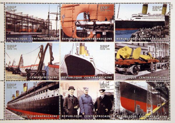 Памятные марки, выпущенные в Центральноафриканской Республике по случаю годовщины катастрофы Титаника