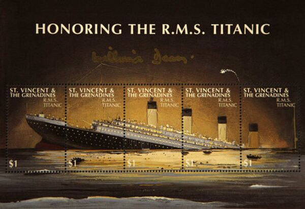 Памятные марки, выпущенные на Сент-Винсенте и Гренадинах по случаю годовщины катастрофы Титаника