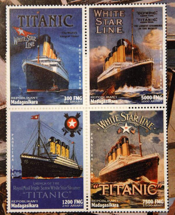 Памятные марки, выпущенные на Мадагаскаре по случаю годовщины катастрофы Титаника