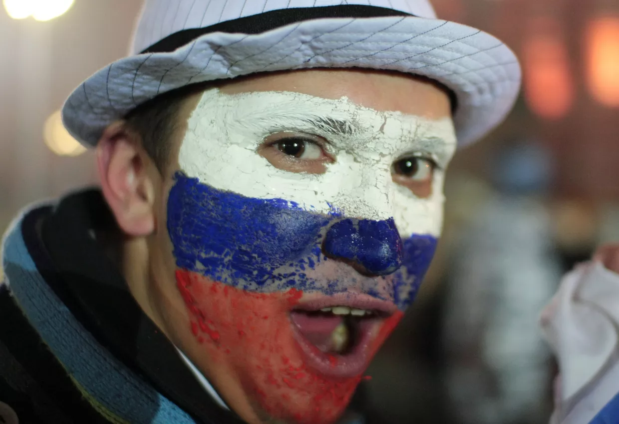 Российские болельщики после матча плей-офф: Россия - Словения