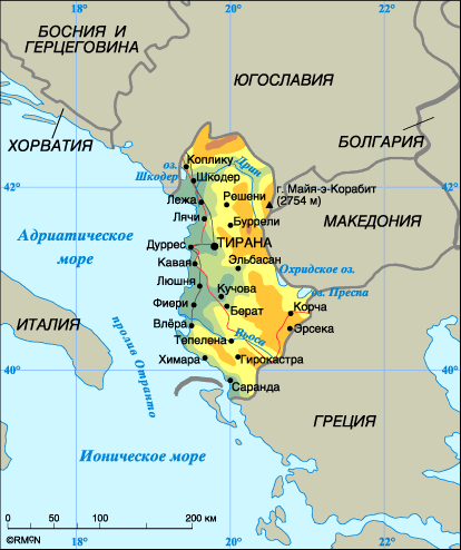 карта Албания