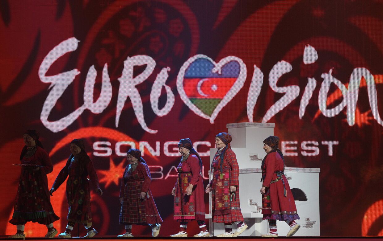 Бурановские бабушки на генеральной репетиции перед первым полуфиналом Евровидения 2012