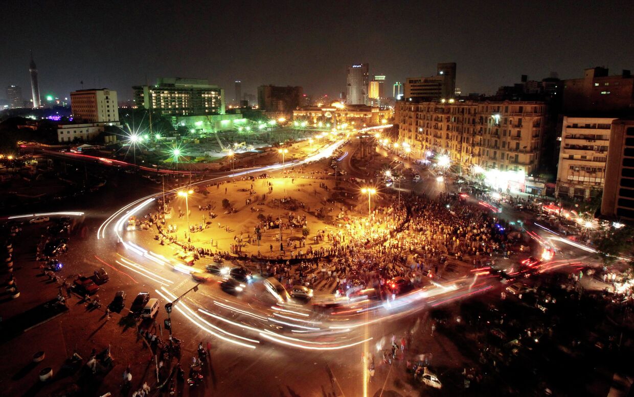 Протестующие на площади Тахрир в Каире в ночь на 29 мая