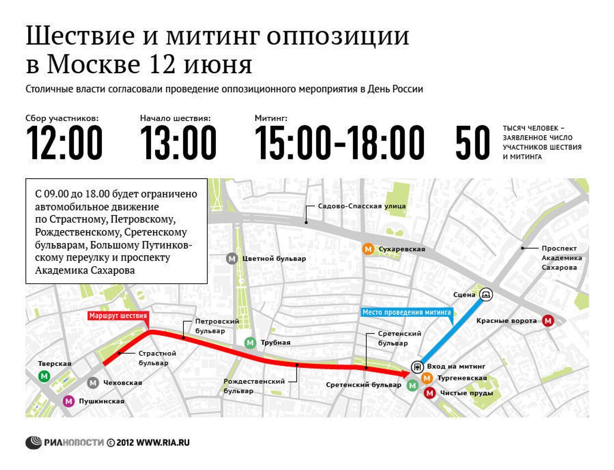 Шествие и митинг оппозиции в Москве 12 июня